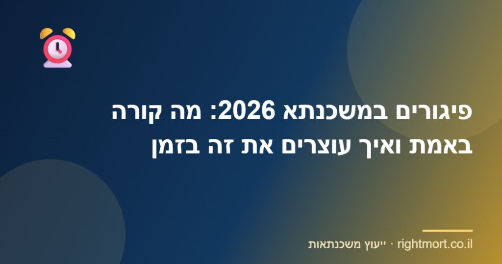 פיגורים במשכנתא 2026: מה קורה באמת ואיך עוצרים את זה בזמן